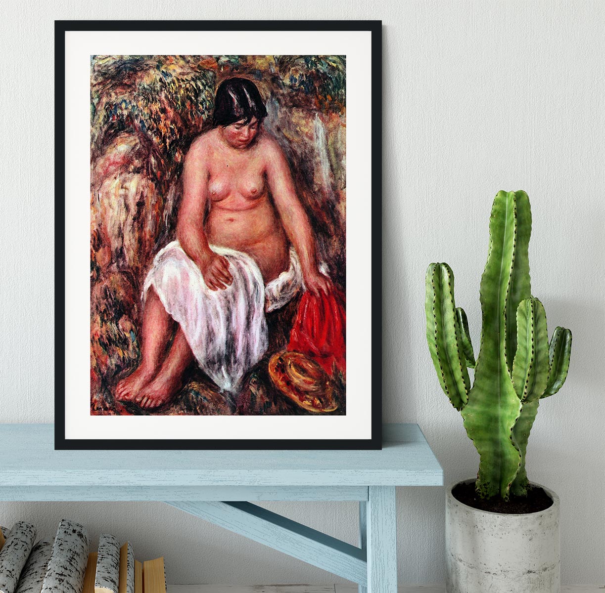 Nude with Straw by Renoir by Renoir Framed Print - Canvas Art Rocks - 1