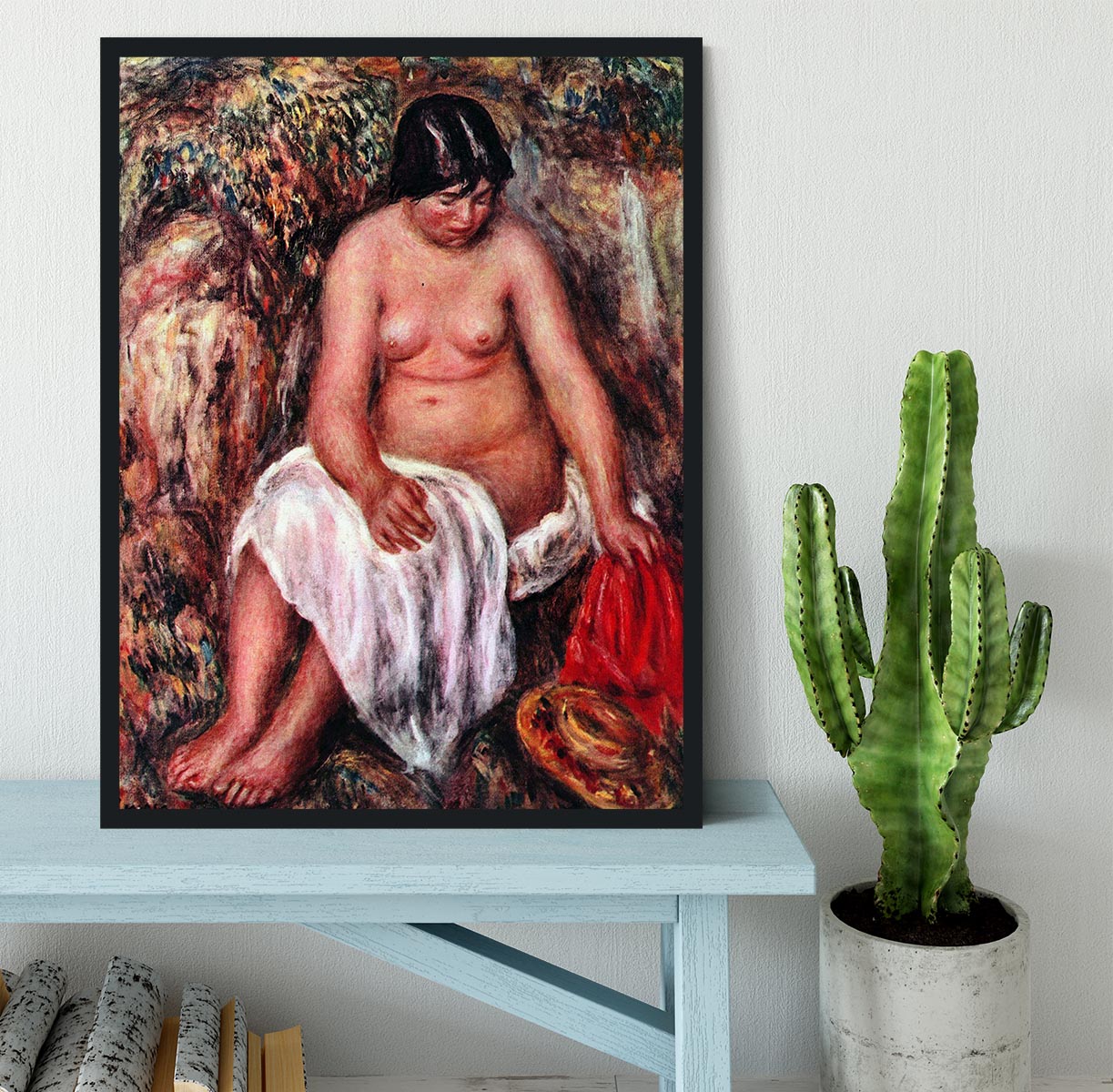 Nude with Straw by Renoir by Renoir Framed Print - Canvas Art Rocks - 2