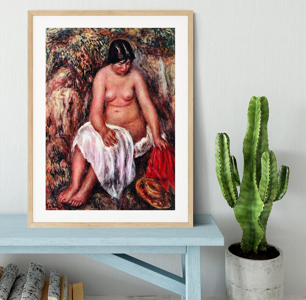 Nude with Straw by Renoir by Renoir Framed Print - Canvas Art Rocks - 3