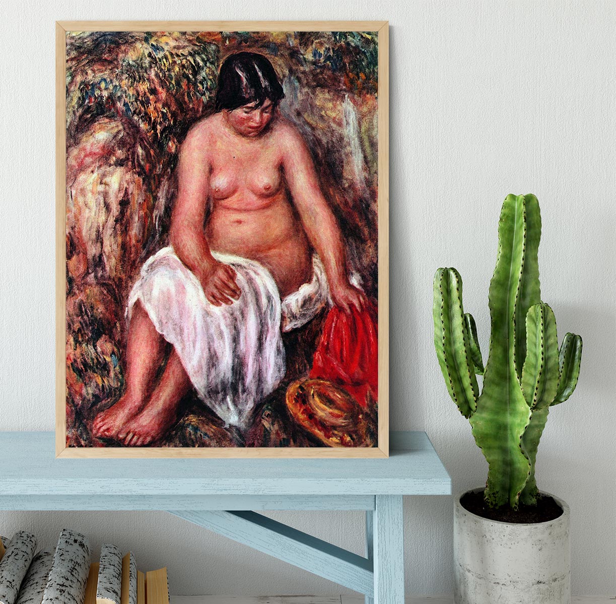 Nude with Straw by Renoir by Renoir Framed Print - Canvas Art Rocks - 4
