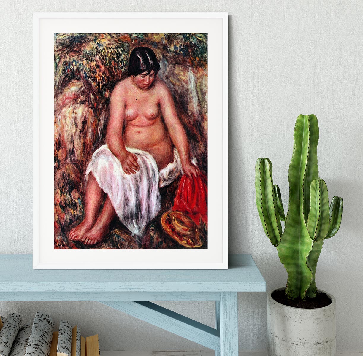 Nude with Straw by Renoir by Renoir Framed Print - Canvas Art Rocks - 5
