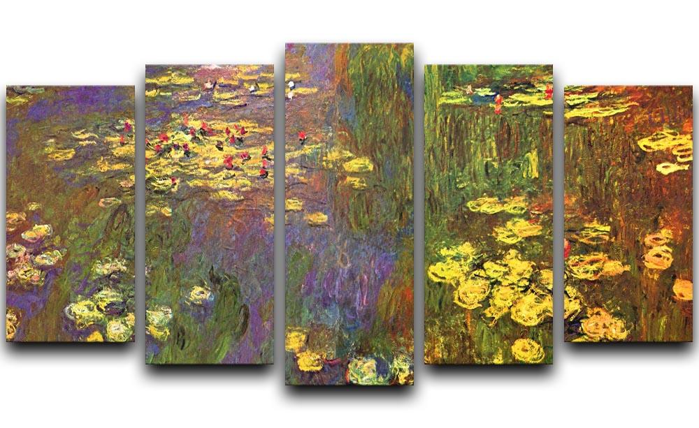 Nympheas water plantes by Monet 5 Split Panel Canvas  - Canvas Art Rocks - 1