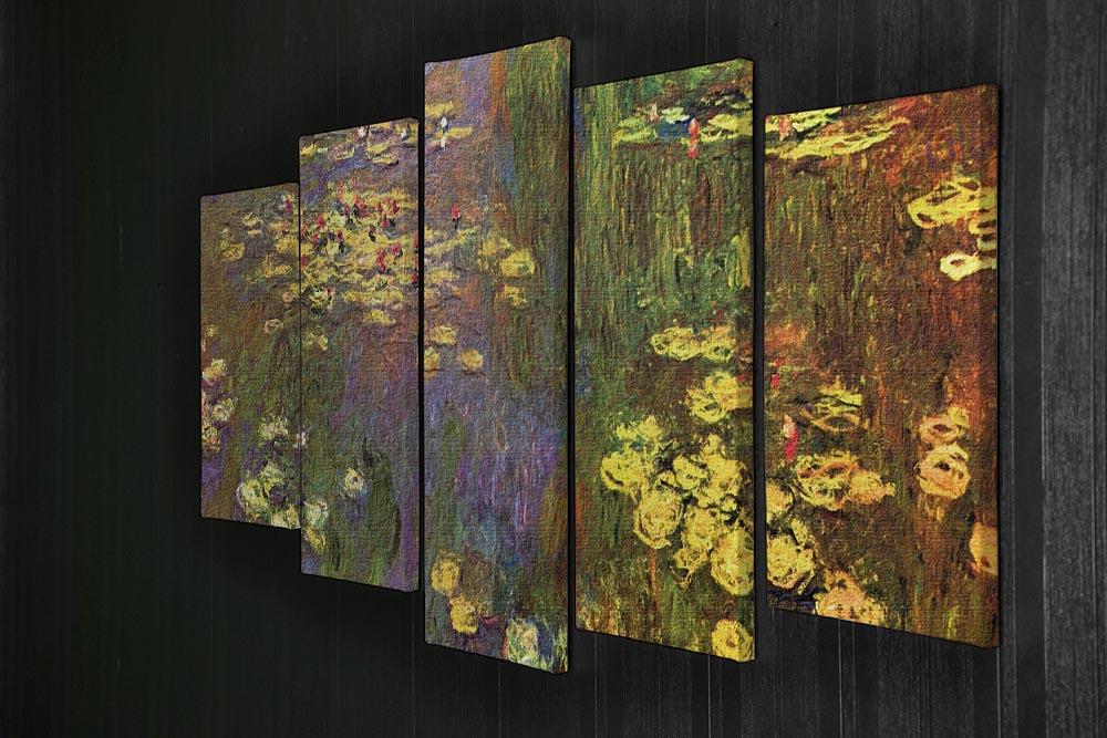 Nympheas water plantes by Monet 5 Split Panel Canvas - Canvas Art Rocks - 2