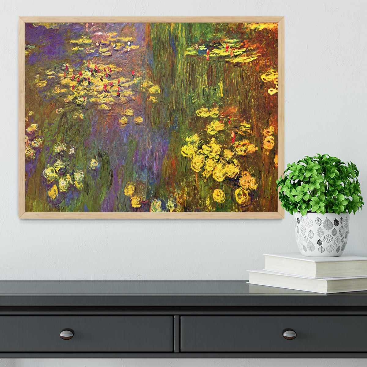 Nympheas water plantes by Monet Framed Print - Canvas Art Rocks - 4