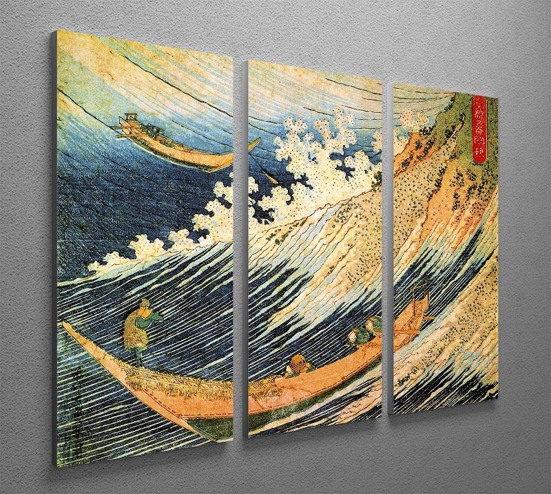 Ocean landscape 2 by Hokusai 3 Split Panel Canvas Print - Canvas Art Rocks - 2