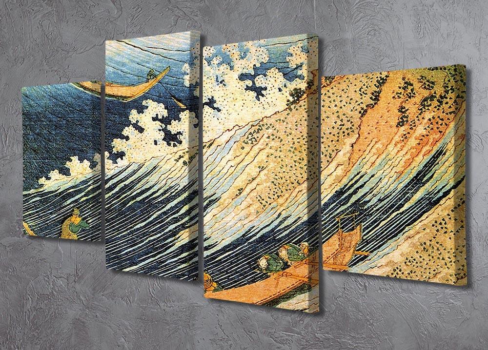 Ocean landscape 2 by Hokusai 4 Split Panel Canvas - Canvas Art Rocks - 2