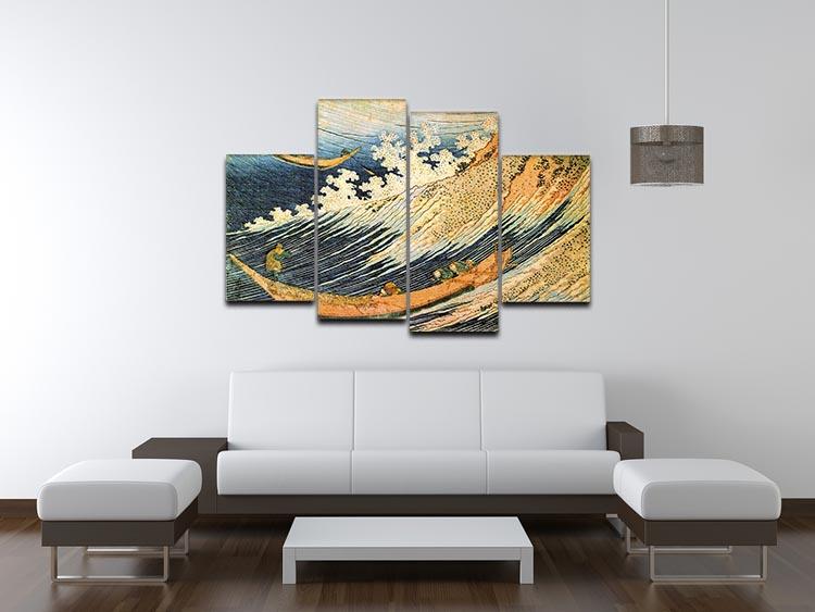 Ocean landscape 2 by Hokusai 4 Split Panel Canvas - Canvas Art Rocks - 3