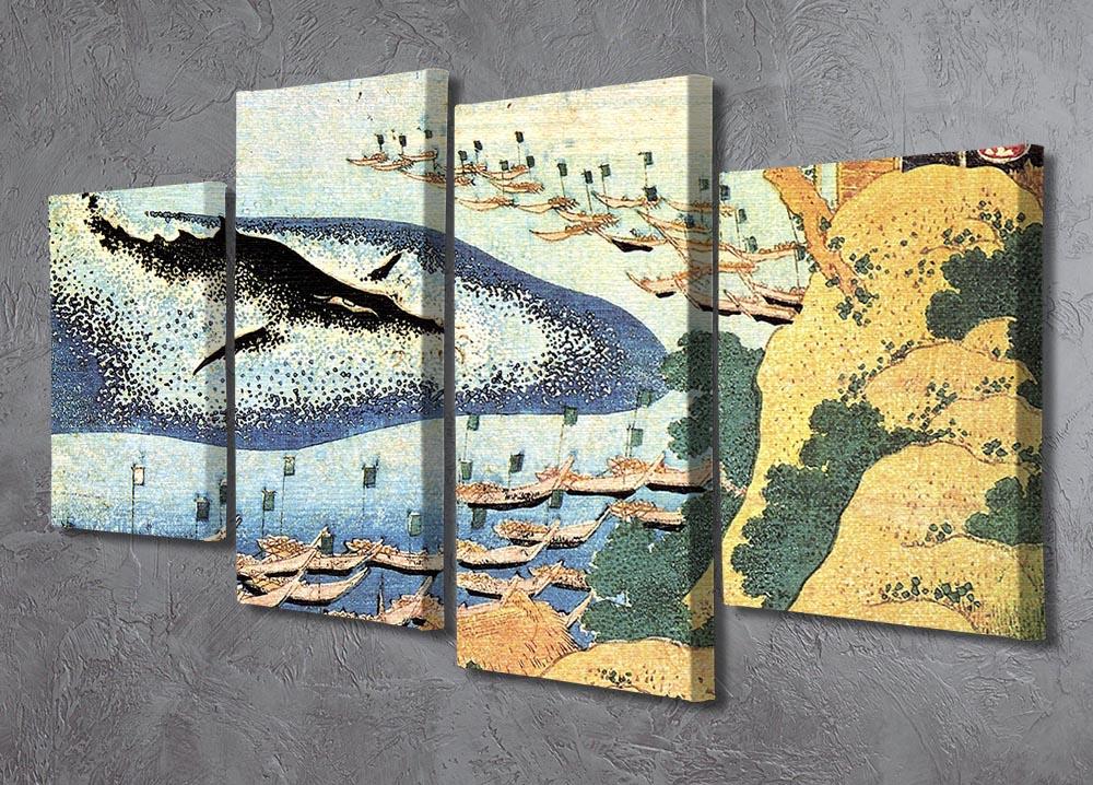 Ocean landscape and whale by Hokusai 4 Split Panel Canvas - Canvas Art Rocks - 2