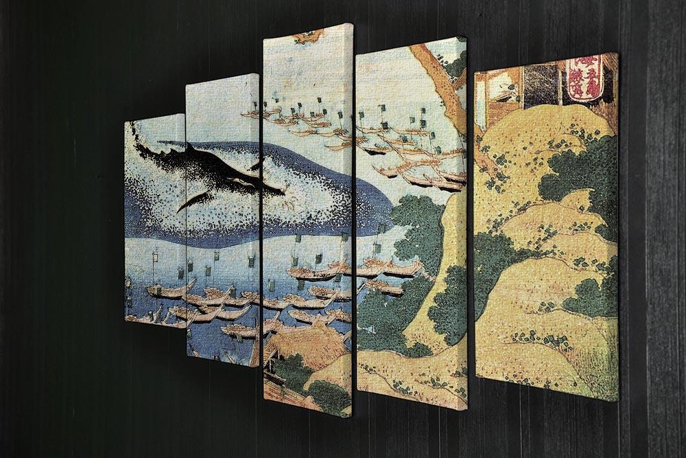 Ocean landscape and whale by Hokusai 5 Split Panel Canvas - Canvas Art Rocks - 2