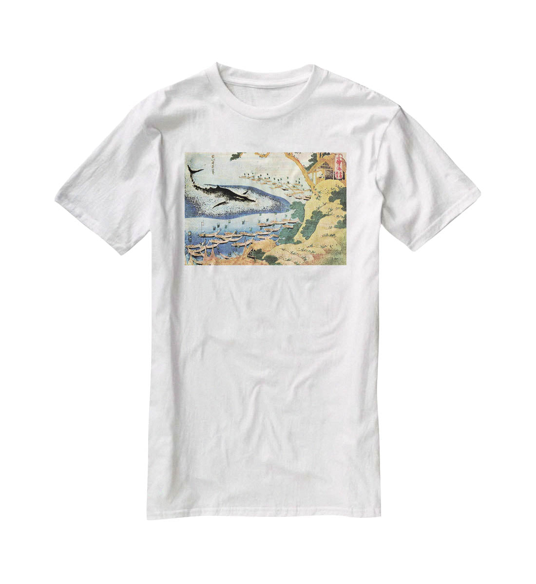 Ocean landscape and whale by Hokusai T-Shirt - Canvas Art Rocks - 5