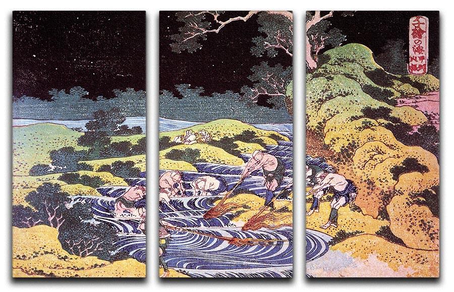 Ocean landscape by Hokusai 3 Split Panel Canvas Print - Canvas Art Rocks - 1
