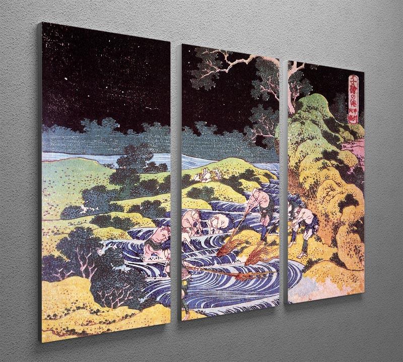 Ocean landscape by Hokusai 3 Split Panel Canvas Print - Canvas Art Rocks - 2