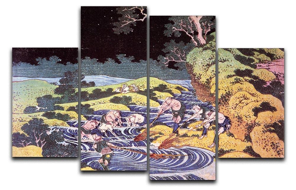 Ocean landscape by Hokusai 4 Split Panel Canvas  - Canvas Art Rocks - 1