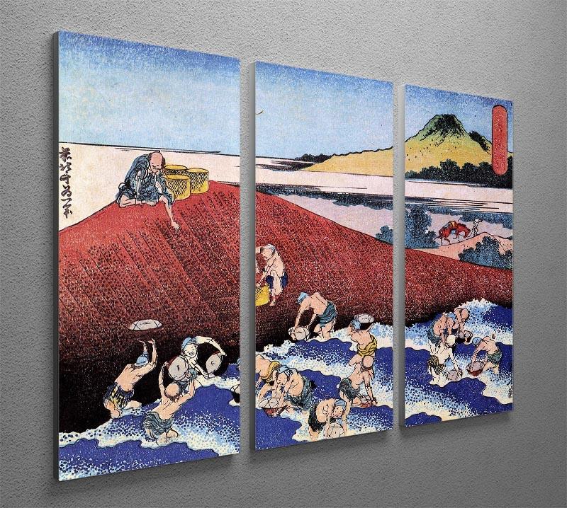 Ocean landscape with fishermen by Hokusai 3 Split Panel Canvas Print - Canvas Art Rocks - 2