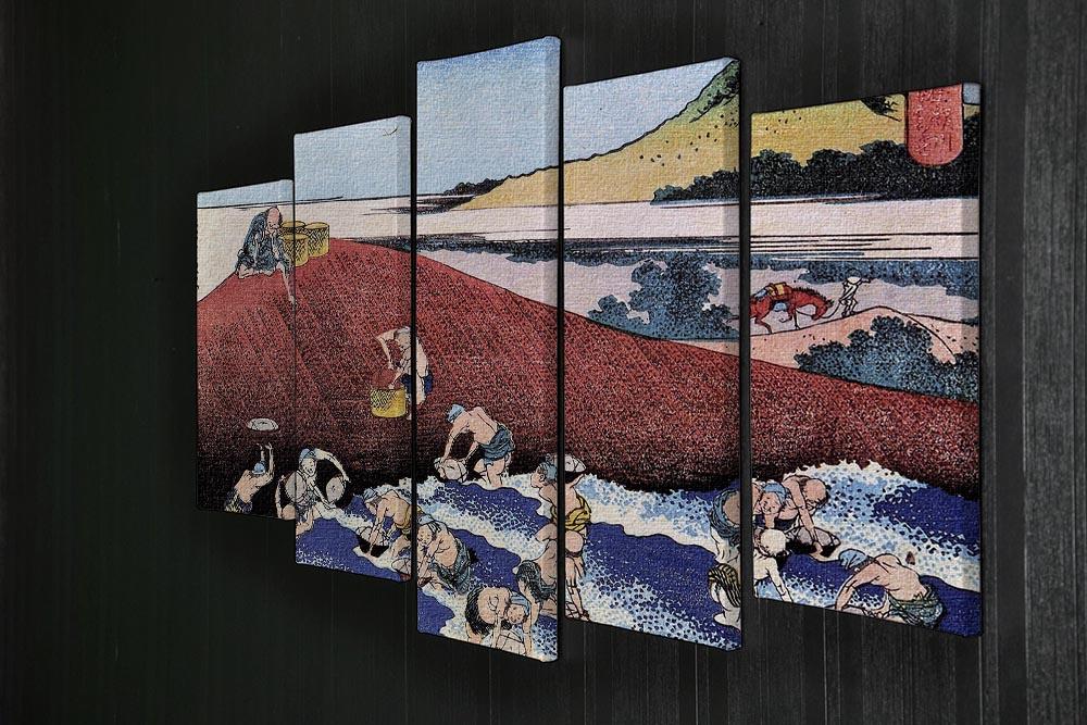 Ocean landscape with fishermen by Hokusai 5 Split Panel Canvas - Canvas Art Rocks - 2