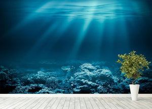 Ocean underwater with coral reef Wall Mural Wallpaper - Canvas Art Rocks - 4