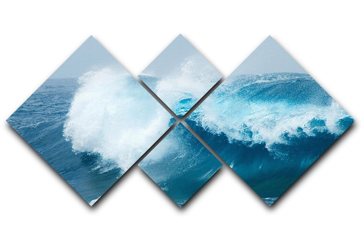 Ocean waves breaking natural 4 Square Multi Panel Canvas  - Canvas Art Rocks - 1