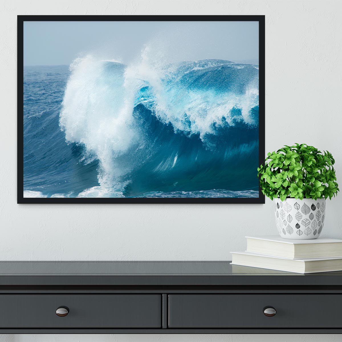 Ocean waves breaking natural Framed Print - Canvas Art Rocks - 2