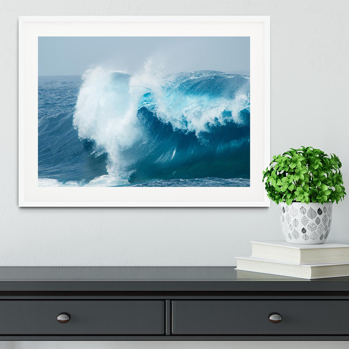 Ocean waves breaking natural Framed Print - Canvas Art Rocks - 5
