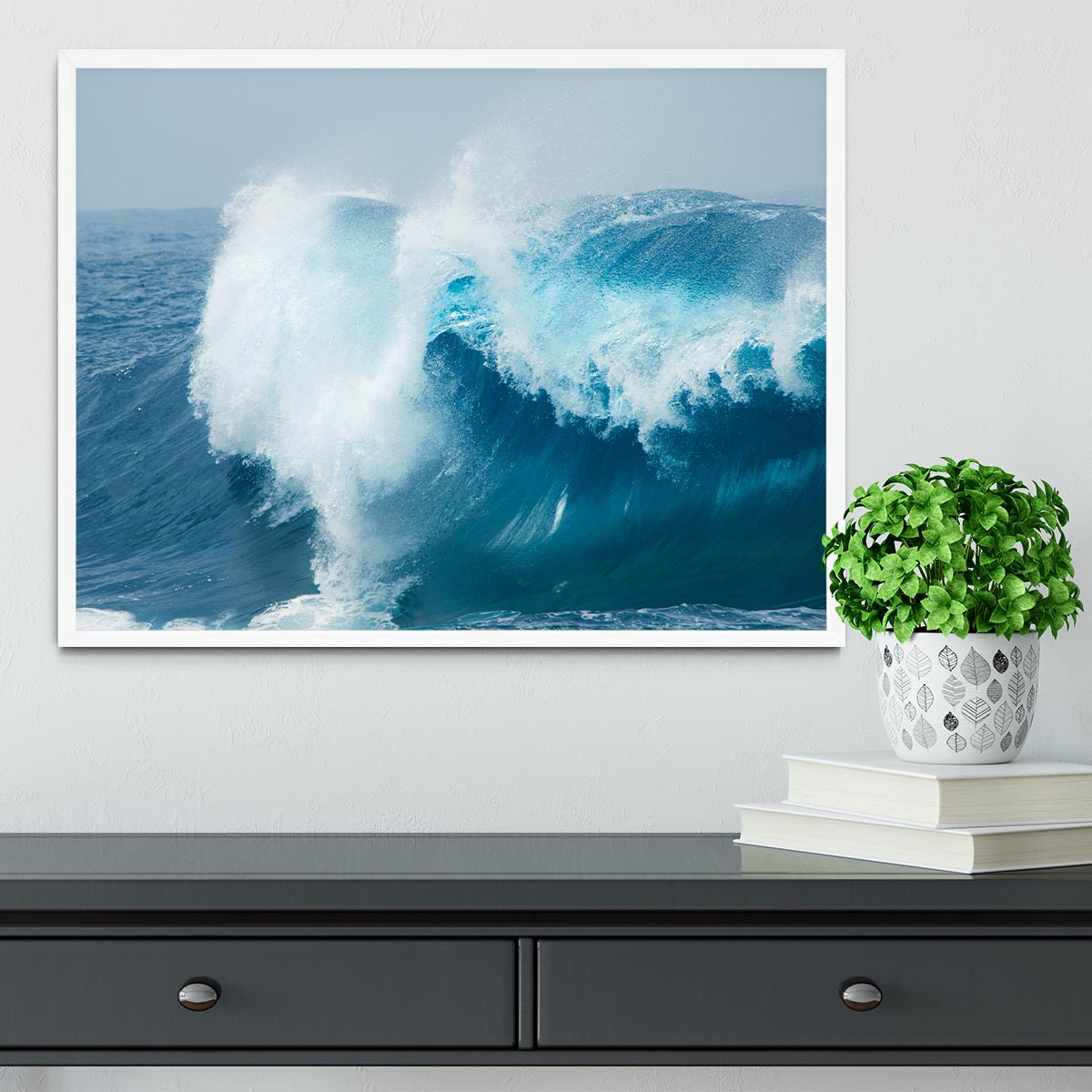 Ocean waves breaking natural Framed Print - Canvas Art Rocks -6