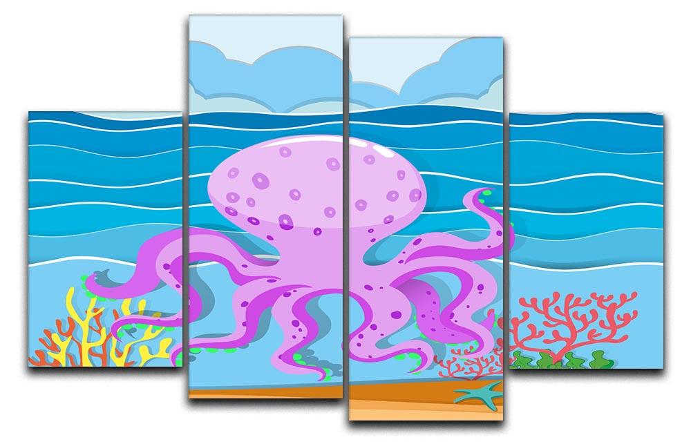 Octopus in the ocean 4 Split Panel Canvas - Canvas Art Rocks - 1