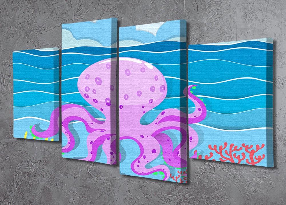 Octopus in the ocean 4 Split Panel Canvas - Canvas Art Rocks - 2