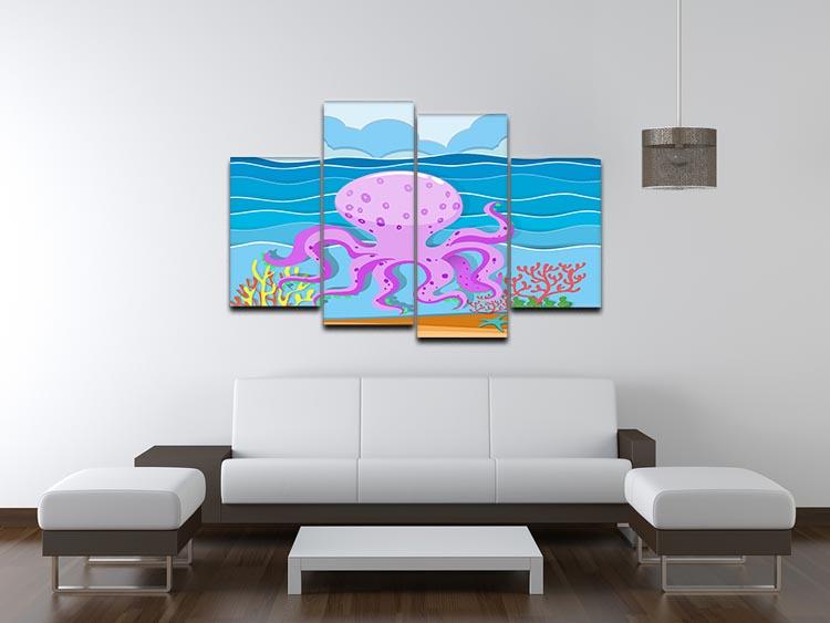 Octopus in the ocean 4 Split Panel Canvas - Canvas Art Rocks - 3
