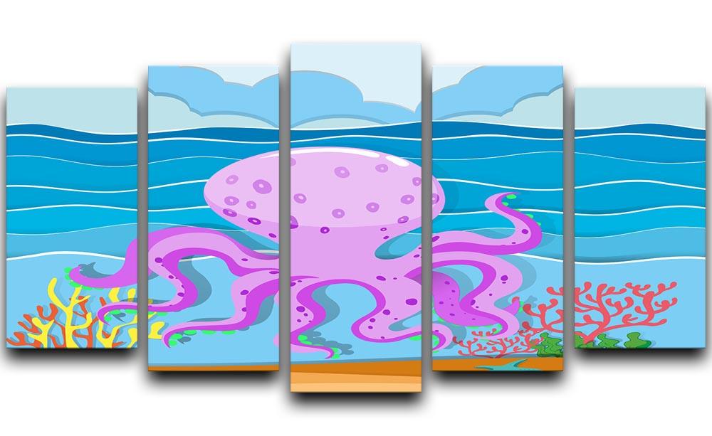 Octopus in the ocean 5 Split Panel Canvas - Canvas Art Rocks - 1