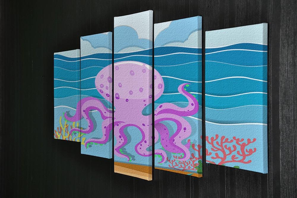 Octopus in the ocean 5 Split Panel Canvas - Canvas Art Rocks - 2
