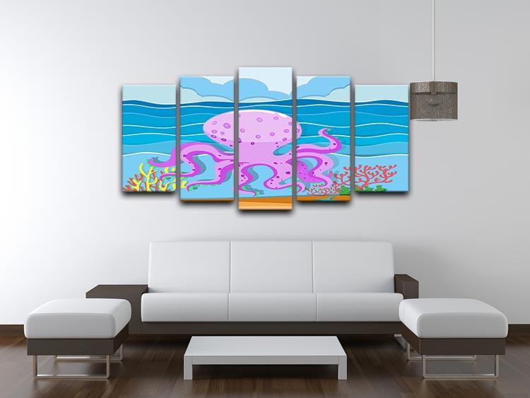 Octopus in the ocean 5 Split Panel Canvas - Canvas Art Rocks - 3