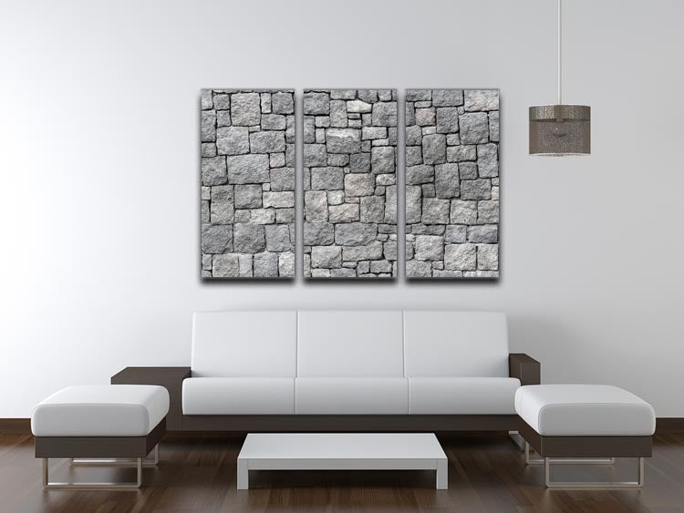 Old gray stone wall 3 Split Panel Canvas Print - Canvas Art Rocks - 3