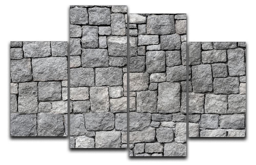 Old gray stone wall 4 Split Panel Canvas - Canvas Art Rocks - 1