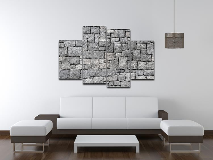 Old gray stone wall 4 Split Panel Canvas - Canvas Art Rocks - 3