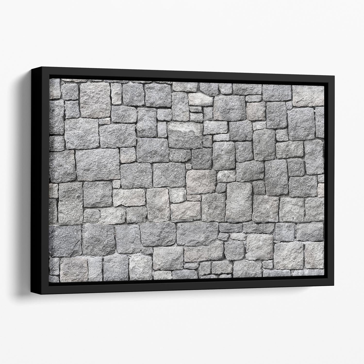 Old gray stone wall Floating Framed Canvas - Canvas Art Rocks - 1