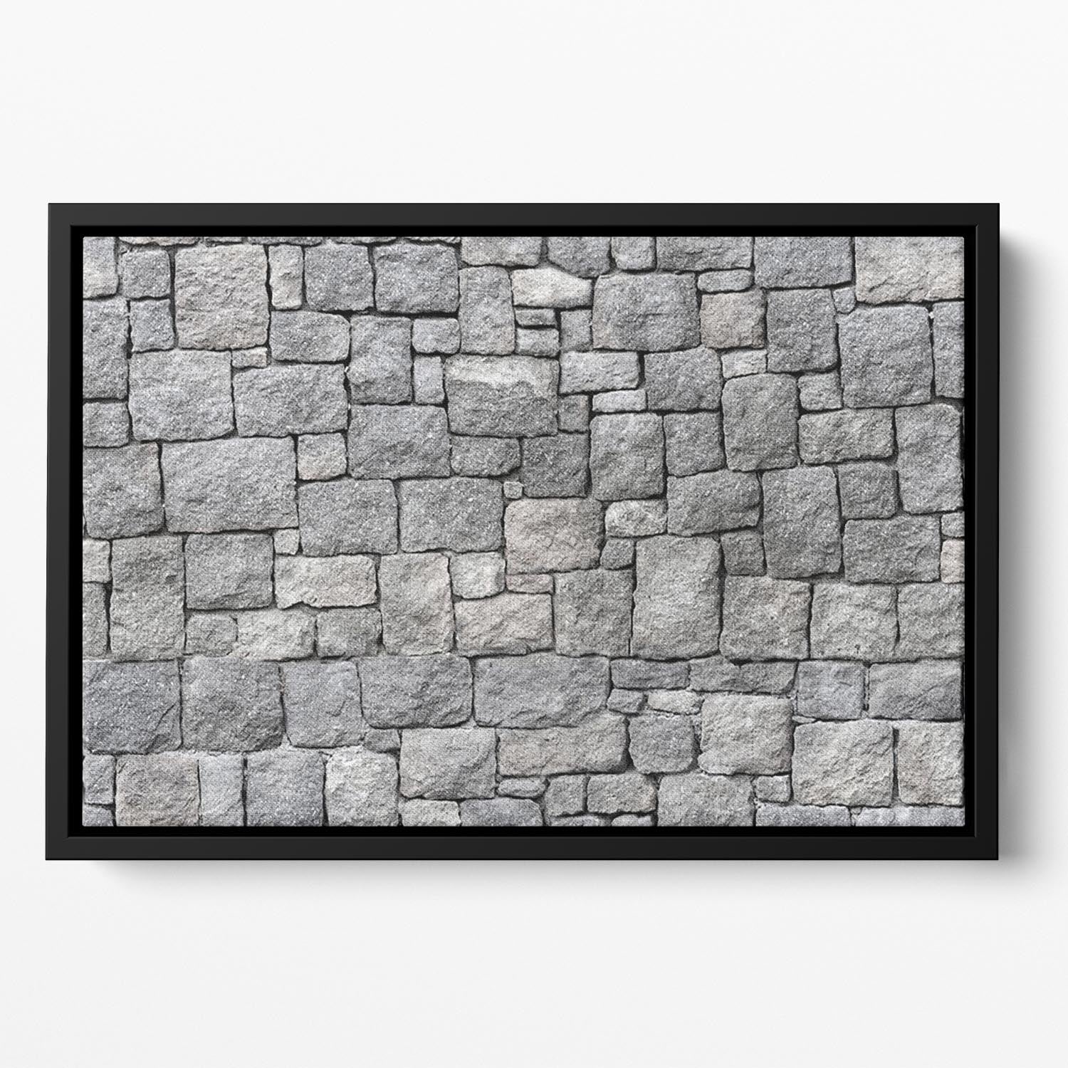 Old gray stone wall Floating Framed Canvas - Canvas Art Rocks - 2