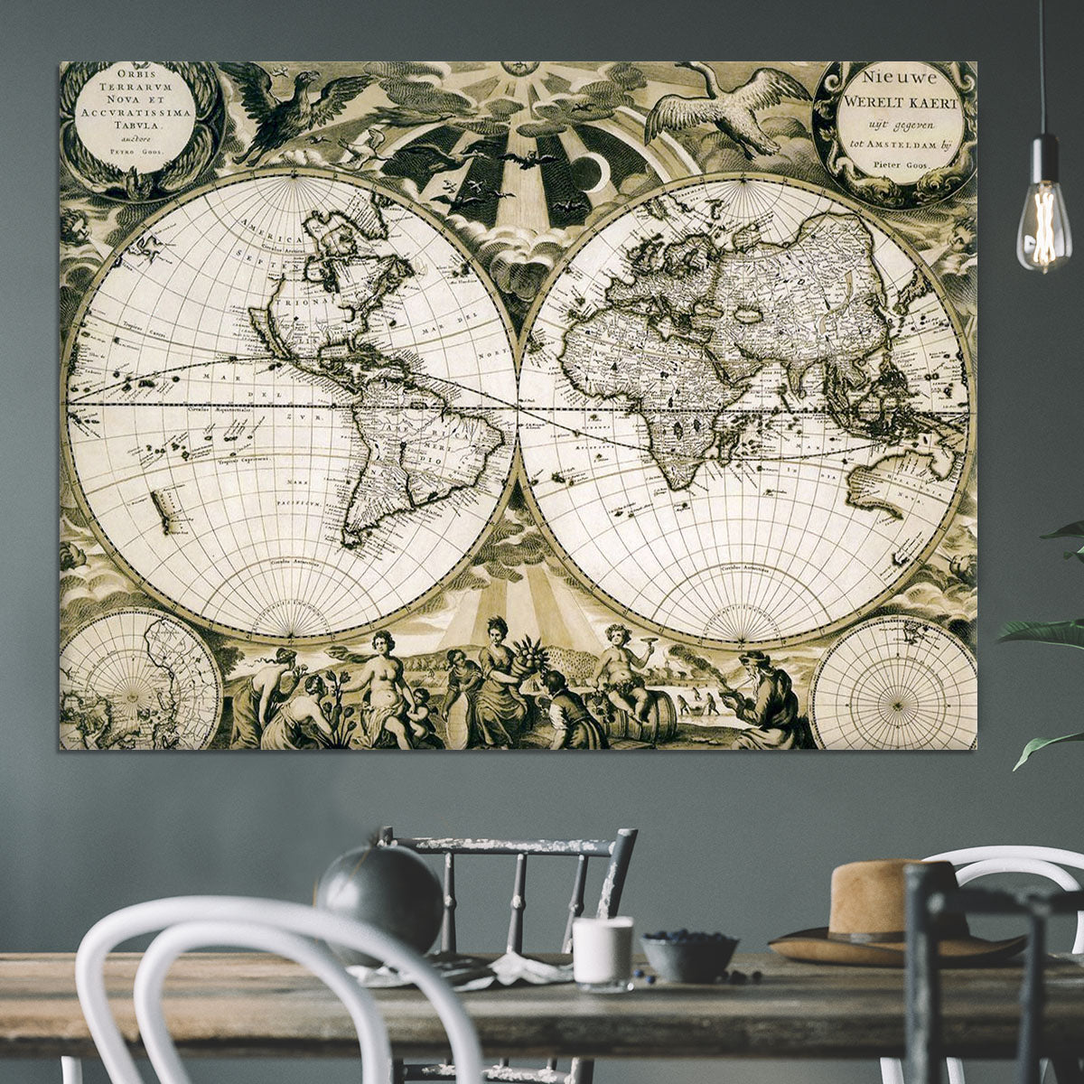 Old paper world map Holland Canvas Print or Poster - Canvas Art Rocks - 3