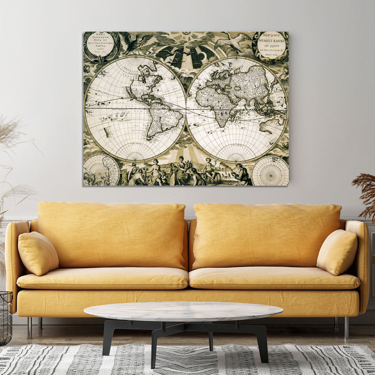 Old paper world map Holland Canvas Print or Poster - Canvas Art Rocks - 4
