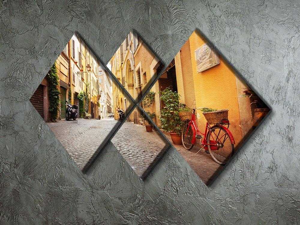 Old streets in Trastevere 4 Square Multi Panel Canvas  - Canvas Art Rocks - 2