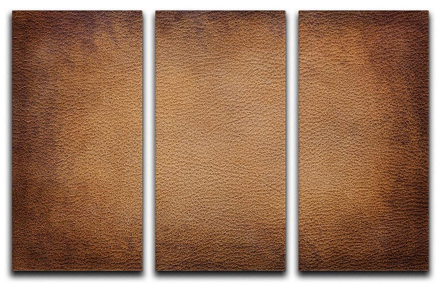 Old vintage brown leather 3 Split Panel Canvas Print - Canvas Art Rocks - 1