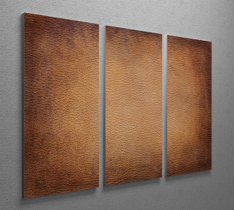 Old vintage brown leather 3 Split Panel Canvas Print - Canvas Art Rocks - 2