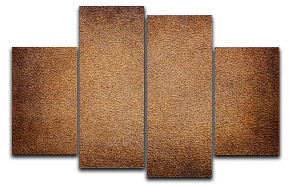 Old vintage brown leather 4 Split Panel Canvas - Canvas Art Rocks - 1