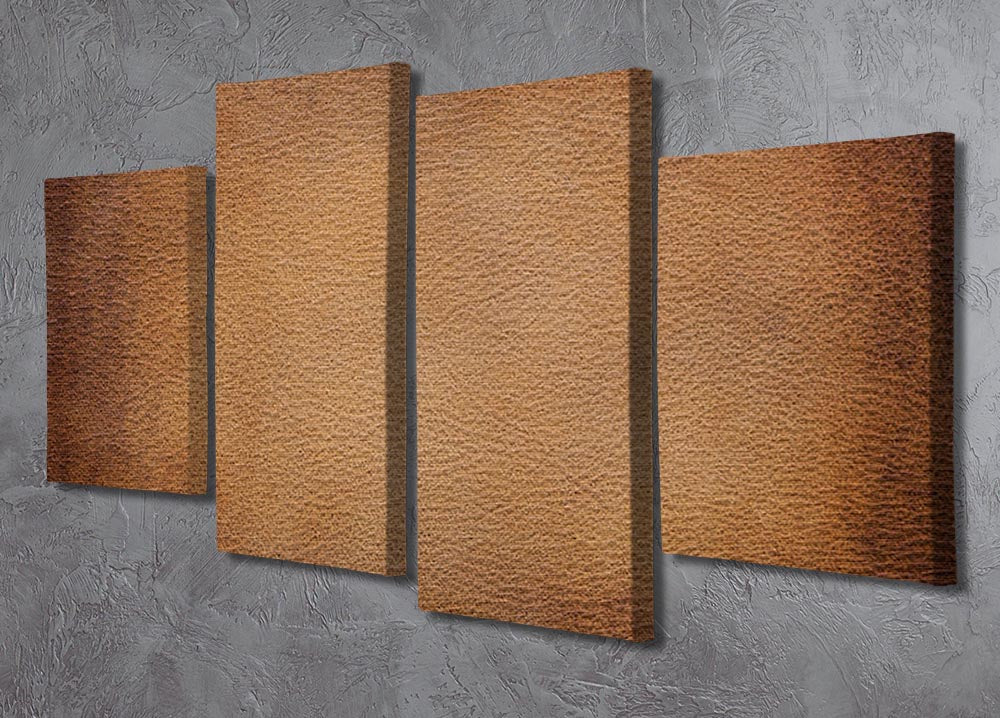 Old vintage brown leather 4 Split Panel Canvas - Canvas Art Rocks - 2