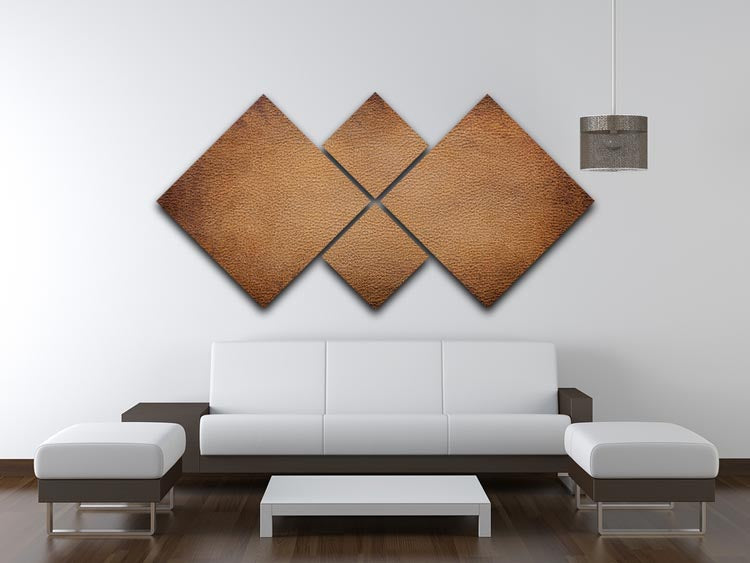 Old vintage brown leather 4 Square Multi Panel Canvas - Canvas Art Rocks - 3