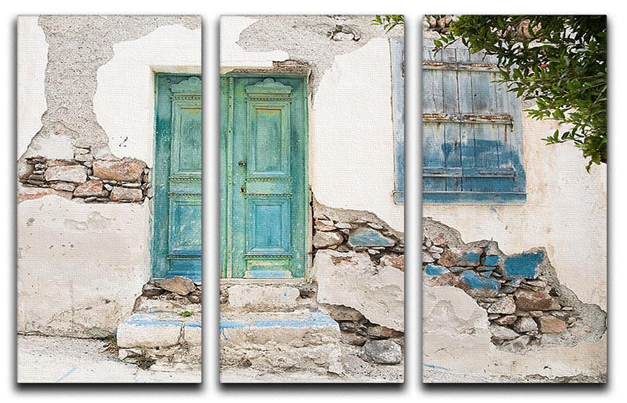 Old wooden door of a shabby demaged house 3 Split Panel Canvas Print - Canvas Art Rocks - 1