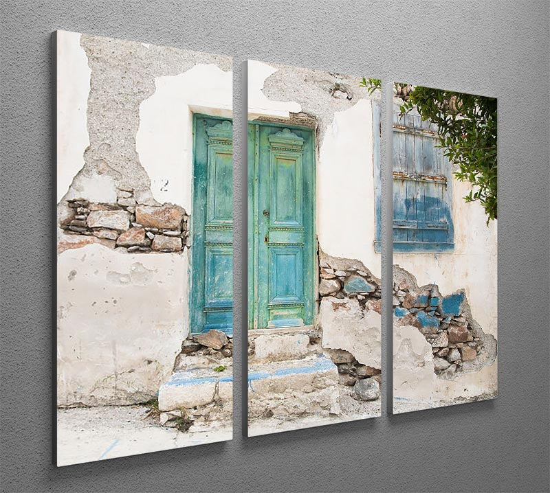 Old wooden door of a shabby demaged house 3 Split Panel Canvas Print - Canvas Art Rocks - 2