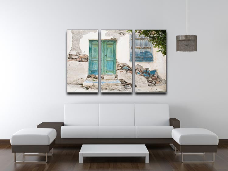 Old wooden door of a shabby demaged house 3 Split Panel Canvas Print - Canvas Art Rocks - 3