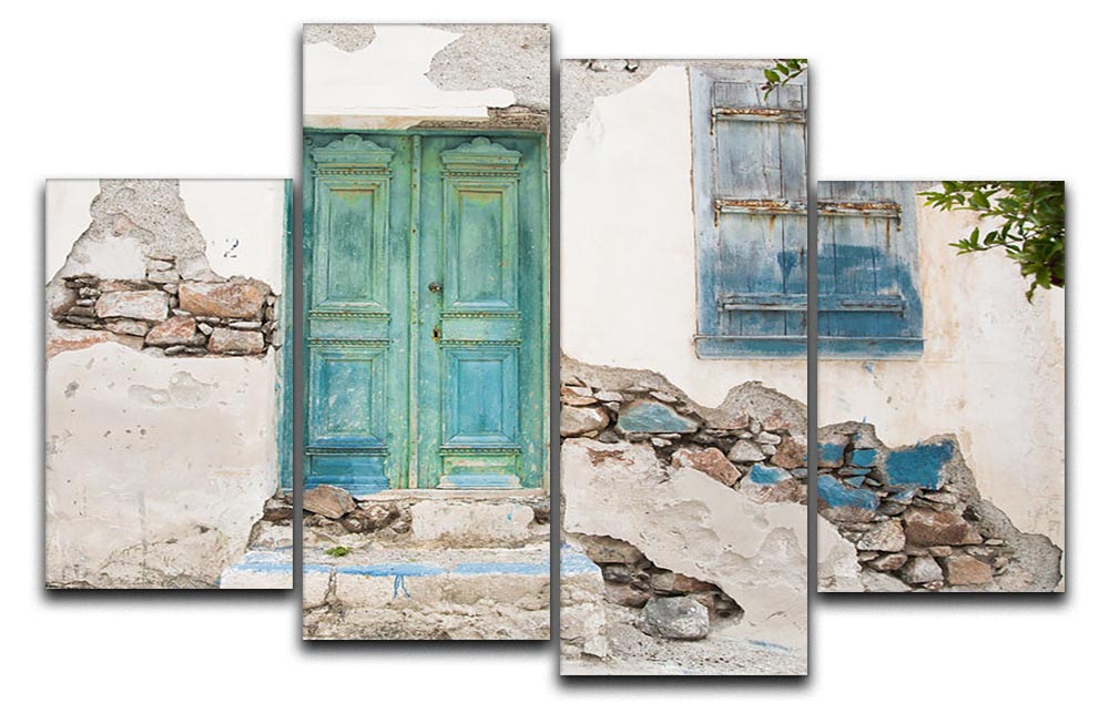 Old wooden door of a shabby demaged house 4 Split Panel Canvas - Canvas Art Rocks - 1