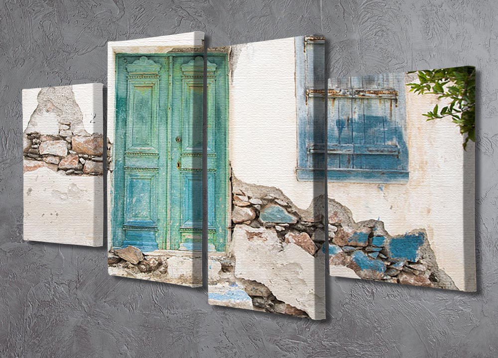 Old wooden door of a shabby demaged house 4 Split Panel Canvas - Canvas Art Rocks - 2