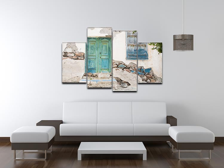 Old wooden door of a shabby demaged house 4 Split Panel Canvas - Canvas Art Rocks - 3
