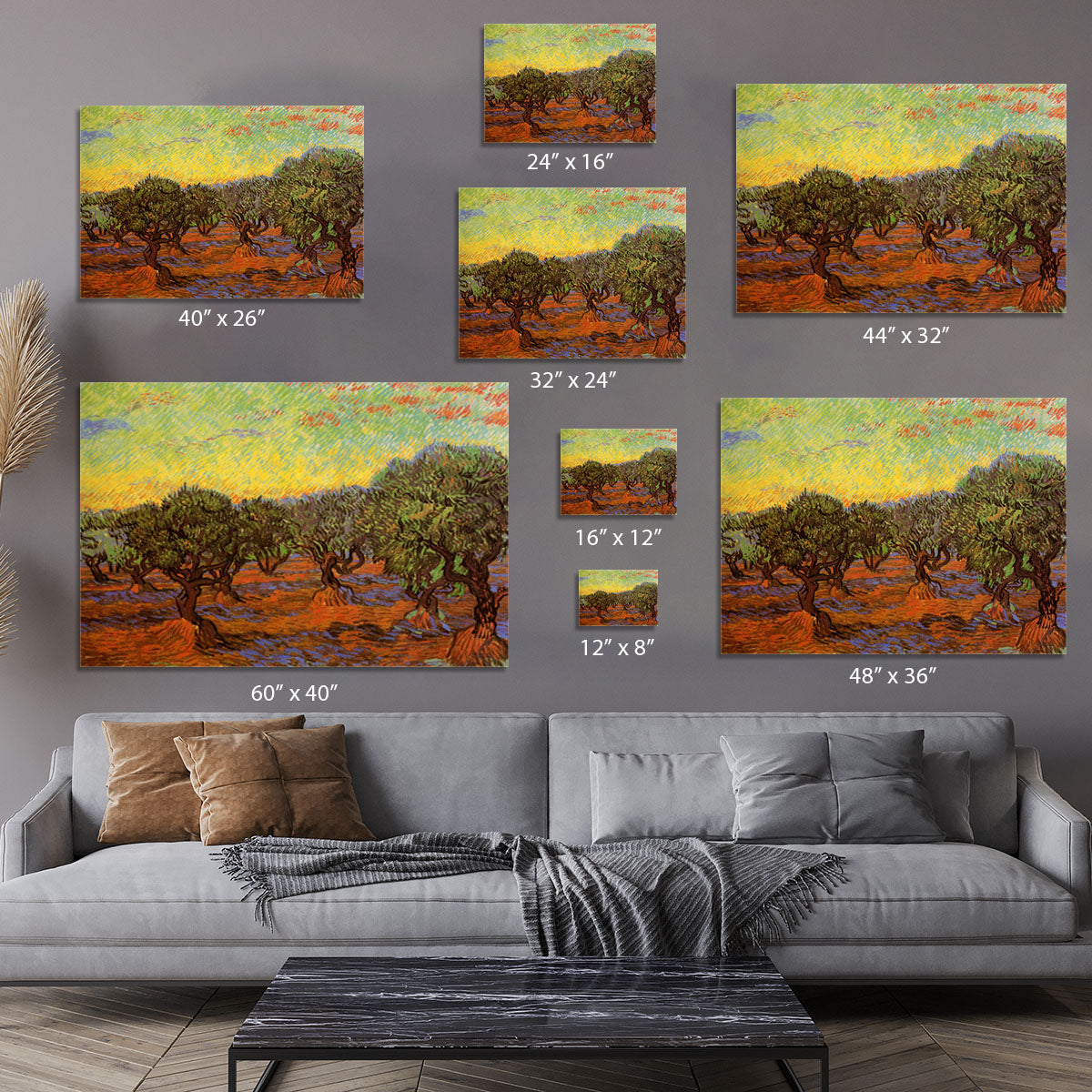 Olive Grove Orange Sky by Van Gogh Canvas Print or Poster - Canvas Art Rocks - 7
